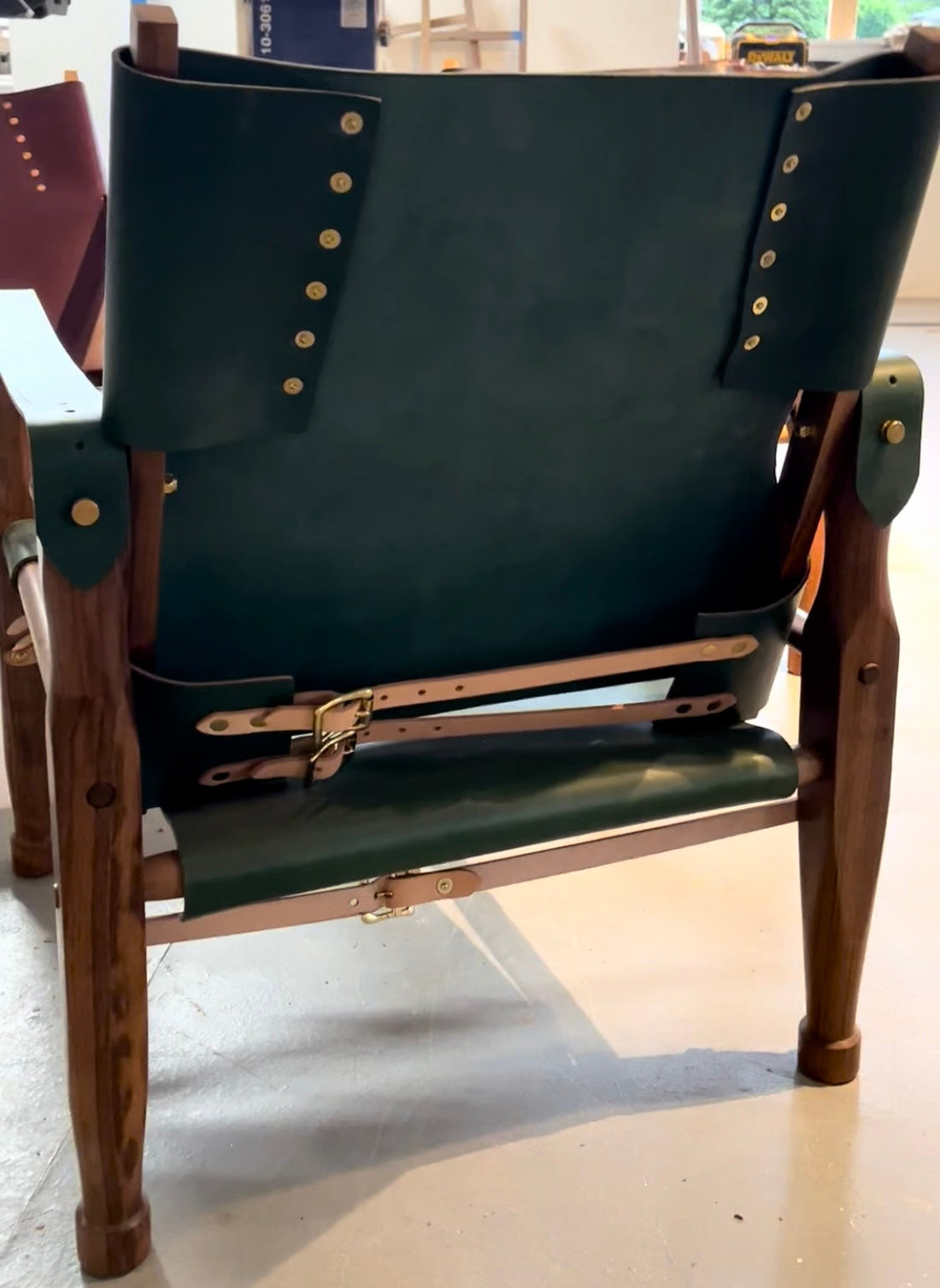 Campaign Chair - Green & Walnut