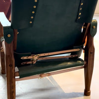 Campaign Chair - Green & Walnut