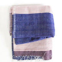 Stripes on Stripes Ethiopian Throw / mulberry, coral blush, & dark purple