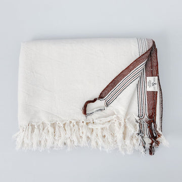 Ivory Brown New York Herringbone Blanket
