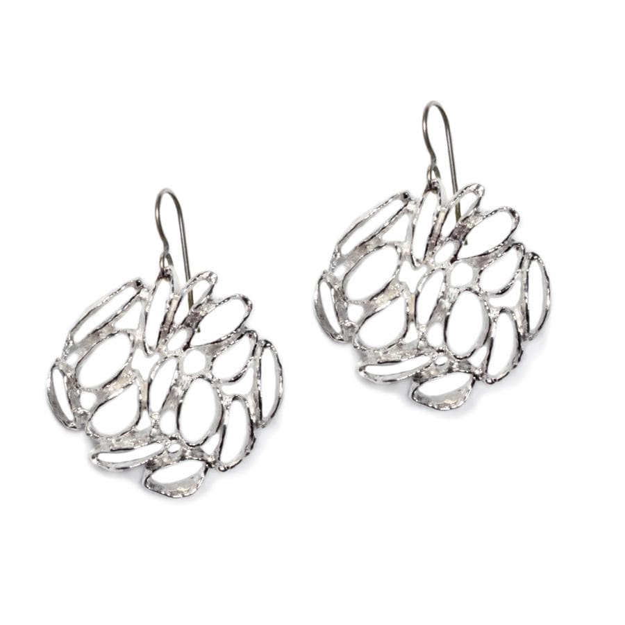 Banksia Medallion Earrings - Silver