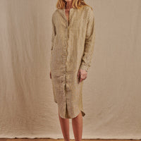 Women's Striped Montauk Shirt Dress in Linen - Final Sale