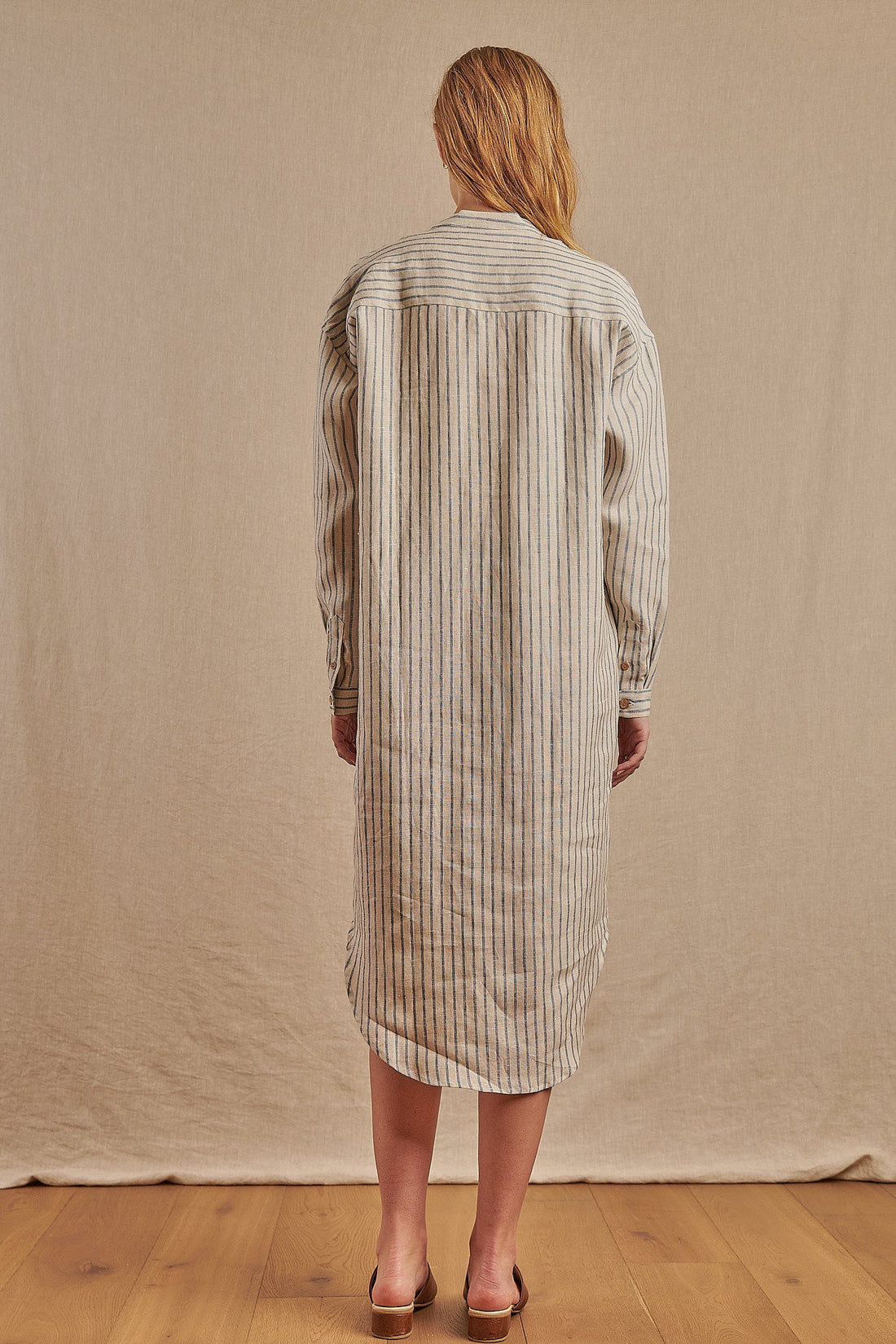 Women's Striped Montauk Shirt Dress in Linen - Final Sale