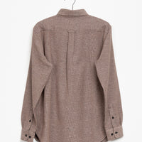 Kabir Shirt in Beige Cotton Flat Weave Tweed