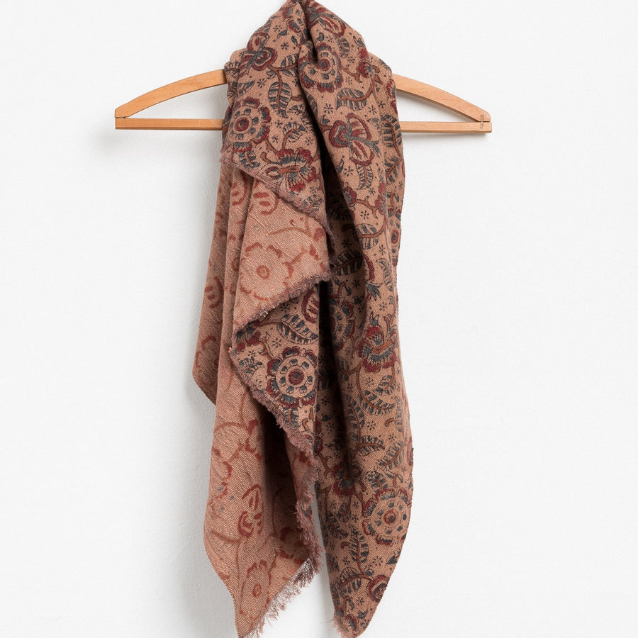 Wool Square Scarf in Pomegranate Paisley