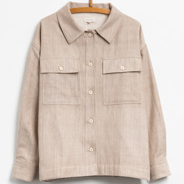 Rasha Overshirt Jacket in Beige Cotton Wool