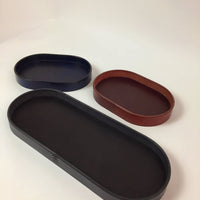 Slab Leather Oval Tray Black