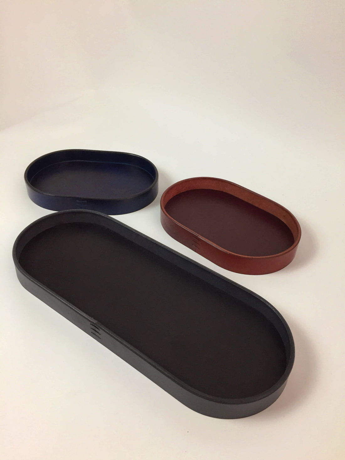 Slab Leather Oval Tray Indigo