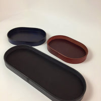 Slab Leather Oval Tray Indigo