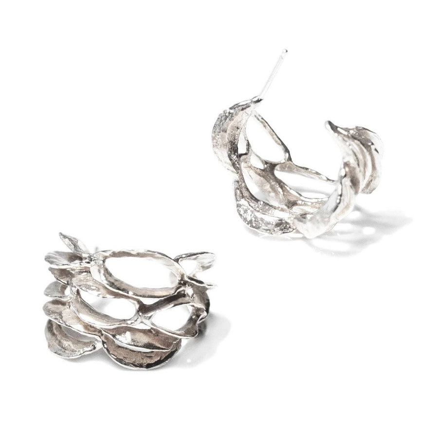 Banksia Hoop Earrings - Silver