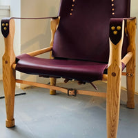 Campaign Chair - Burgundy and White Oak