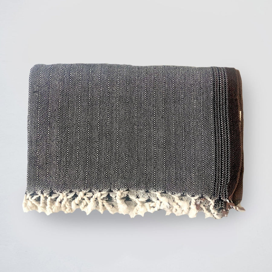Charcoal Brown Herringbone New York Blanket