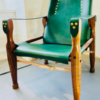 Campaign Chair - Green & Walnut