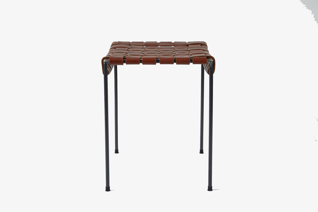 Double Rail Woven Leather Stool