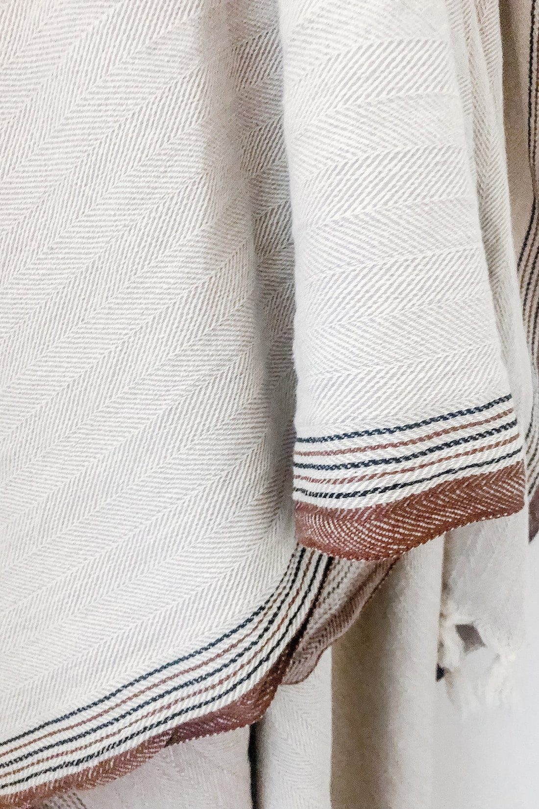 Light Grey and Brown New York Herringbone Blanket