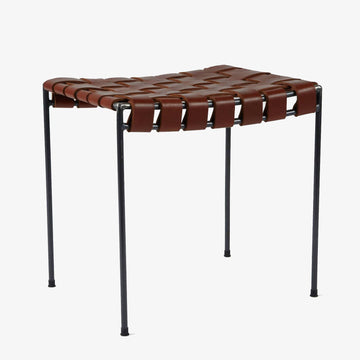 Double Rail Woven Leather Stool